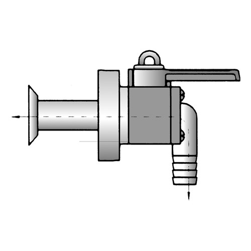 Flush thru-hull valve with 90° barb 1/2 inch