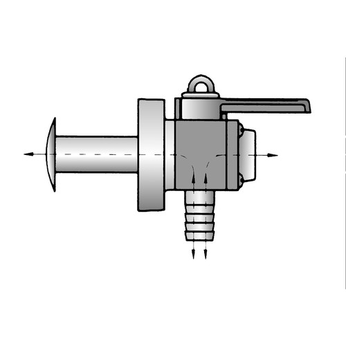 Flush thru-hull 90° valve with female pipe thread 1/2 inch
