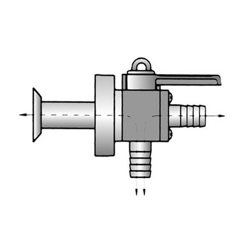 Flush thru-hull 90° valve with straight barb 1/2 inch