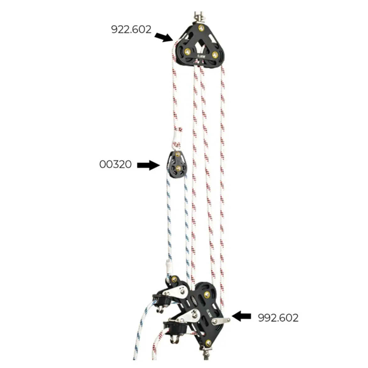 Picture of 65mm fiddle block and cam cleats for F4/12 mainsheet system