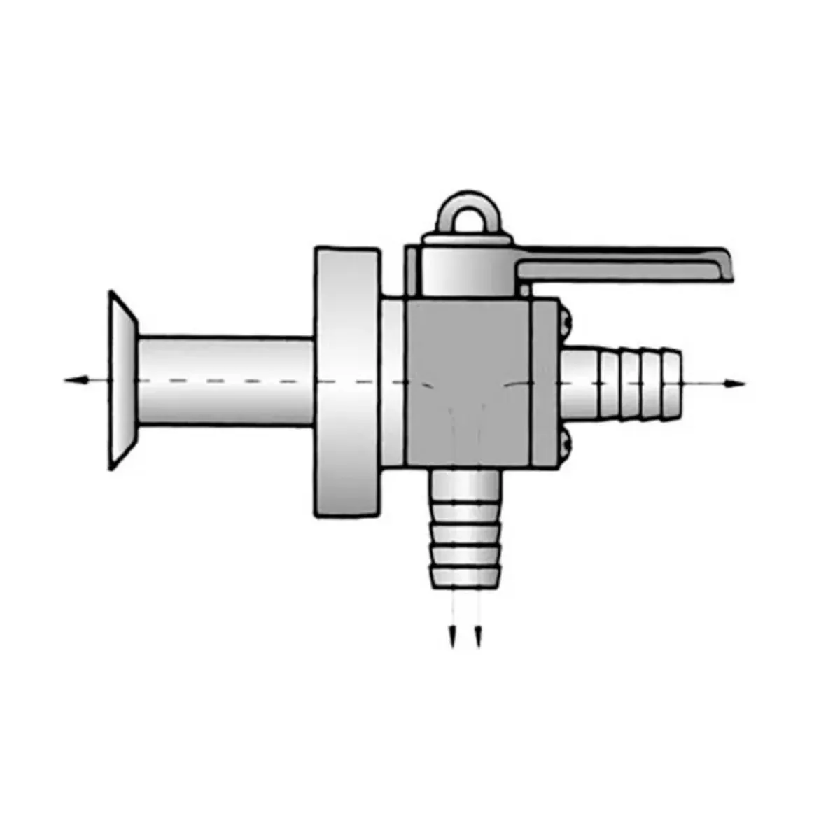 Picture of Mushroom thru-hull 90° valve with straight barb 2 inch