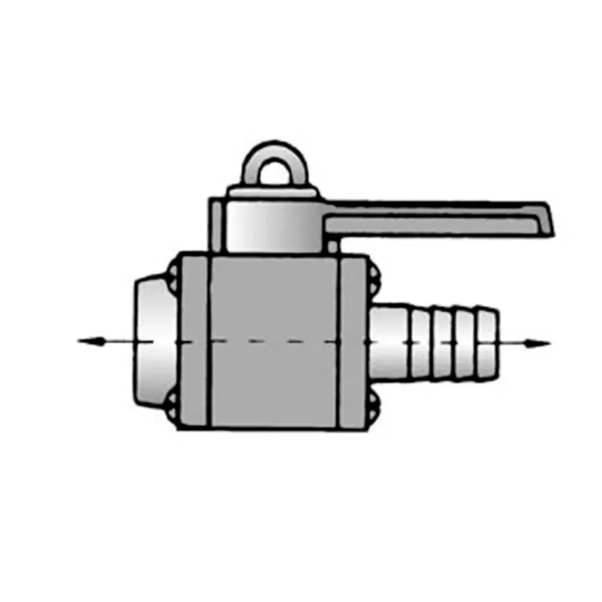 Picture of Straight body valve Female thread to straight hose barb 2 inch