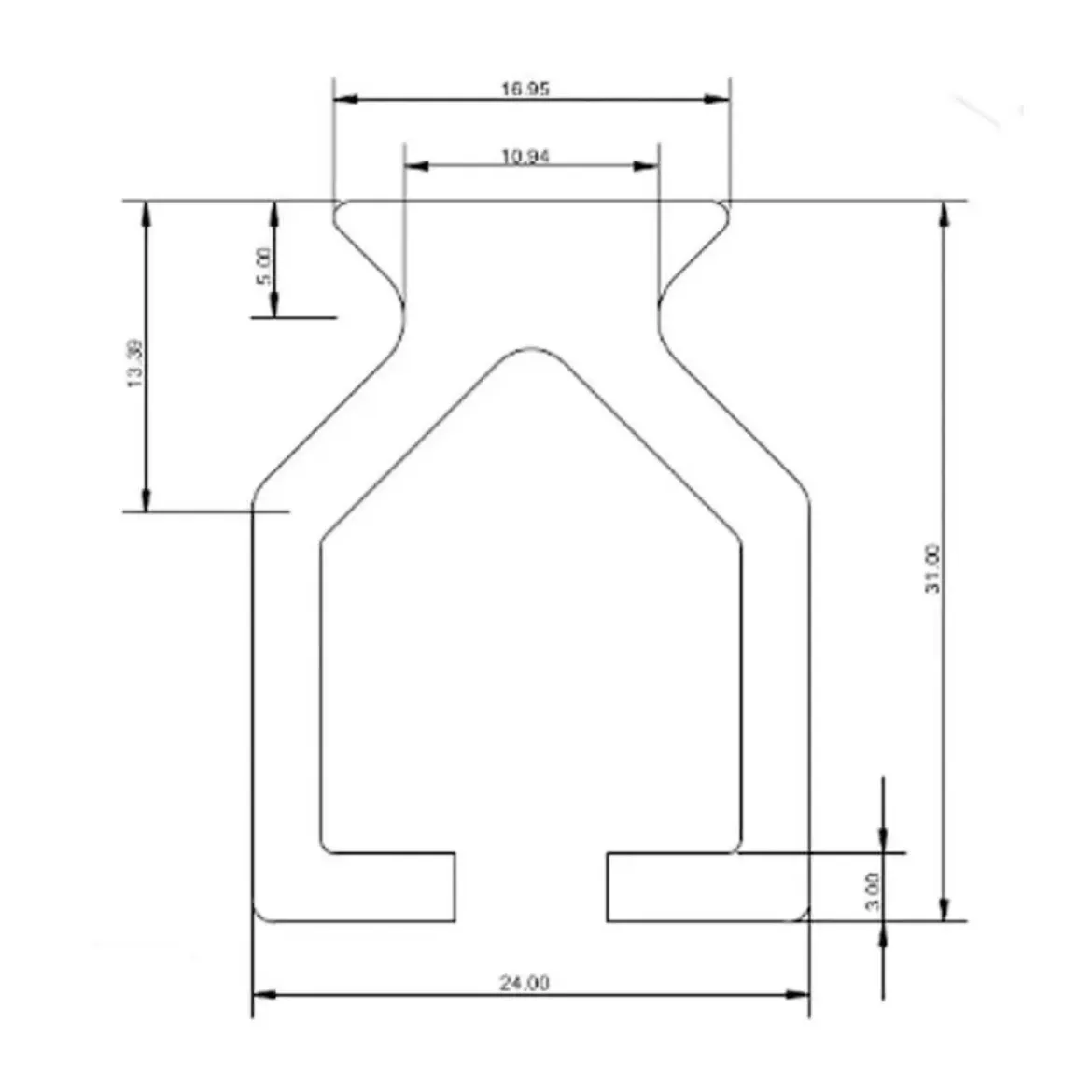 Picture of 17mm x 3660mm Track Undrilled anodised silver